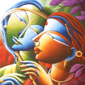 Radha Krishna Abstract Art Painting