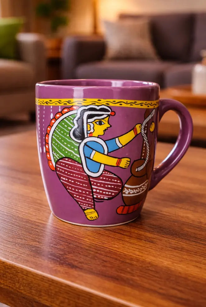 Tikuli Art Purple Colour Coffee Mug – Microwave Safe | Handcrafted Ceramic