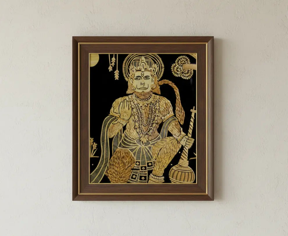 Handcrafted Sikki Grass Art Lord Hanuman