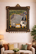 Handmade Madhubani Painting – Resting Divine Cow