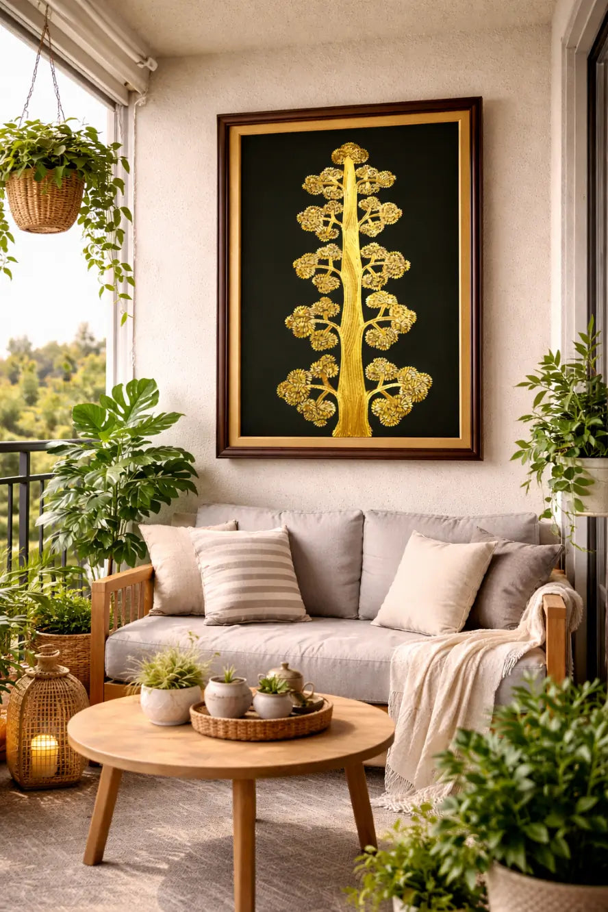 Handcrafted Sikki grass Tree Painting